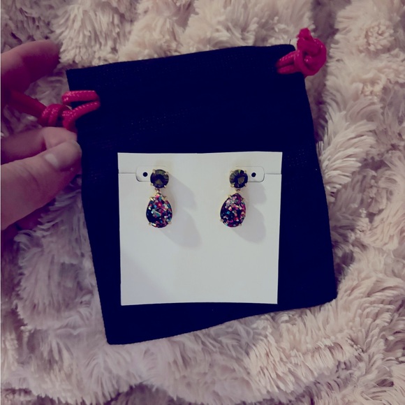 Kate Spade NWOT glitter gold drop earrings - Picture 2 of 5